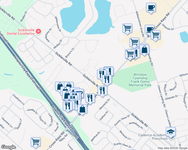 map of restaurants, bars, coffee shops, grocery stores, and more near in Camden County