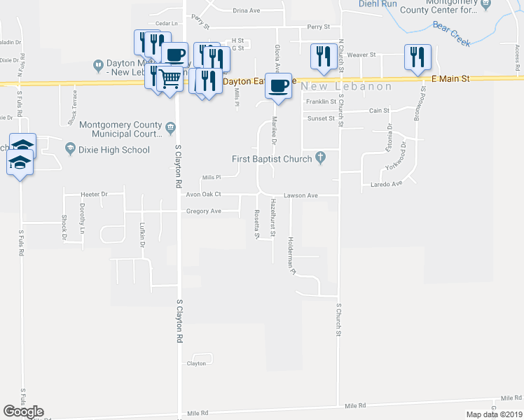 map of restaurants, bars, coffee shops, grocery stores, and more near 418 Rosetta Street in New Lebanon