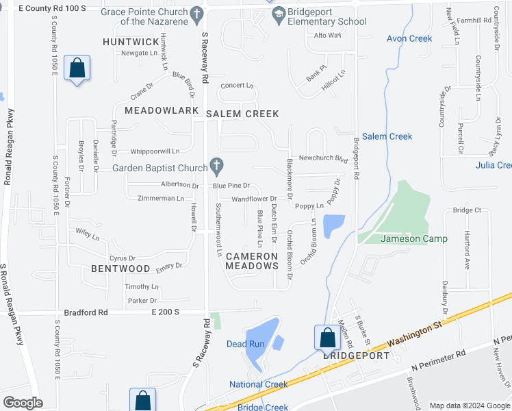 map of restaurants, bars, coffee shops, grocery stores, and more near 1826 Blue Pine Lane in Indianapolis