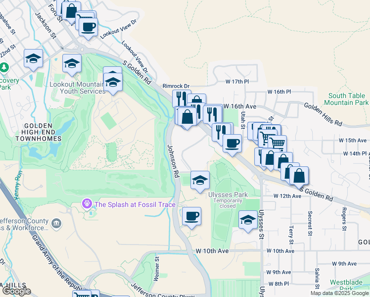 map of restaurants, bars, coffee shops, grocery stores, and more near 17844 Lunnonhaus Drive in Golden