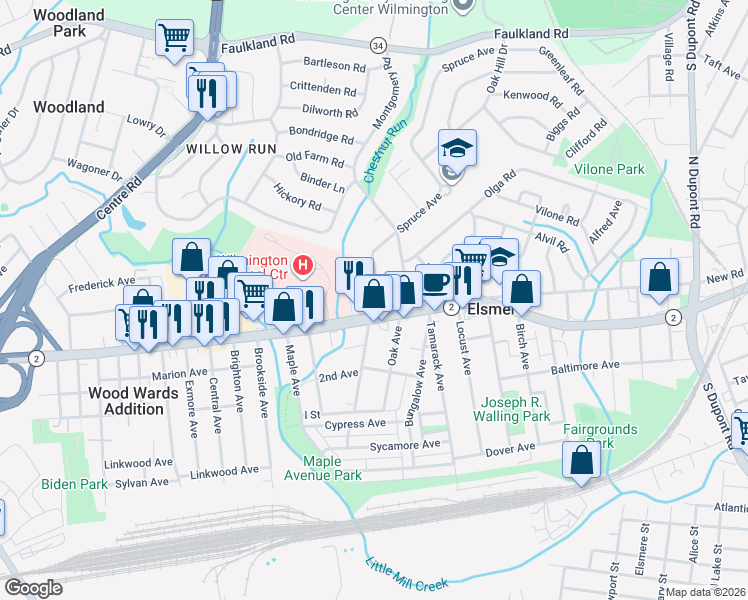 map of restaurants, bars, coffee shops, grocery stores, and more near 1 Spruce Avenue in Elsmere