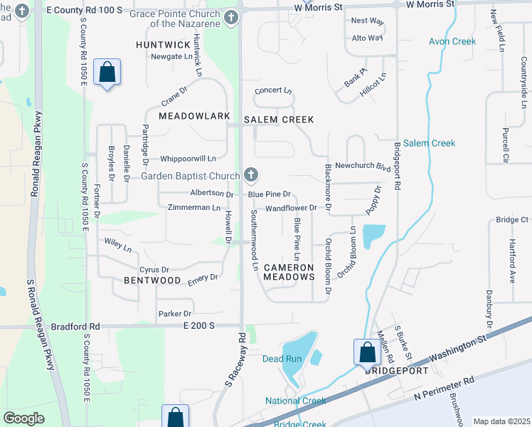 map of restaurants, bars, coffee shops, grocery stores, and more near 9207 Wandflower Drive in Indianapolis