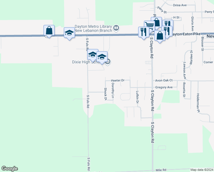 map of restaurants, bars, coffee shops, grocery stores, and more near 360 Shock Drive in New Lebanon