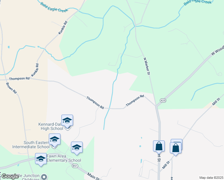 map of restaurants, bars, coffee shops, grocery stores, and more near 243 Thompson Road in Fawn Grove