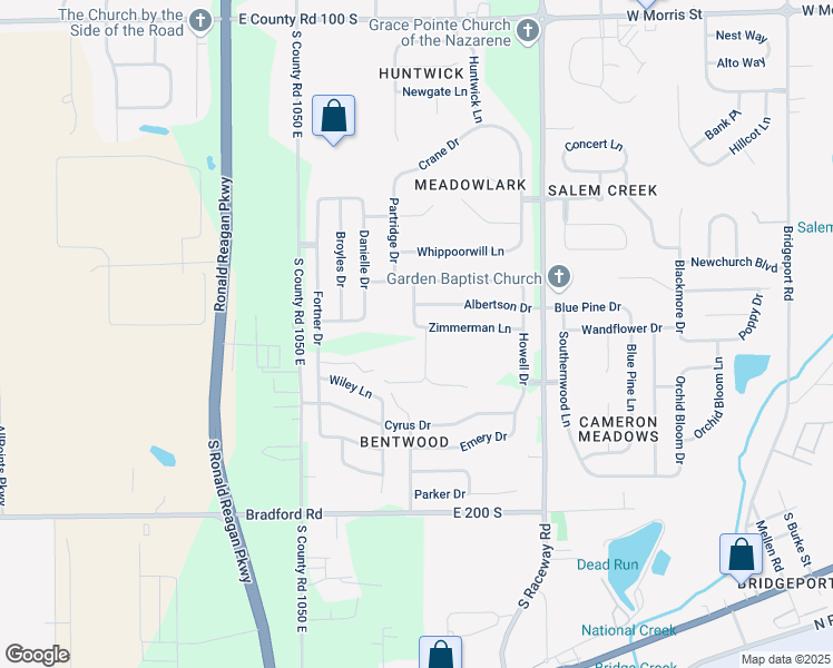 map of restaurants, bars, coffee shops, grocery stores, and more near 10749 Zimmerman Lane in Indianapolis