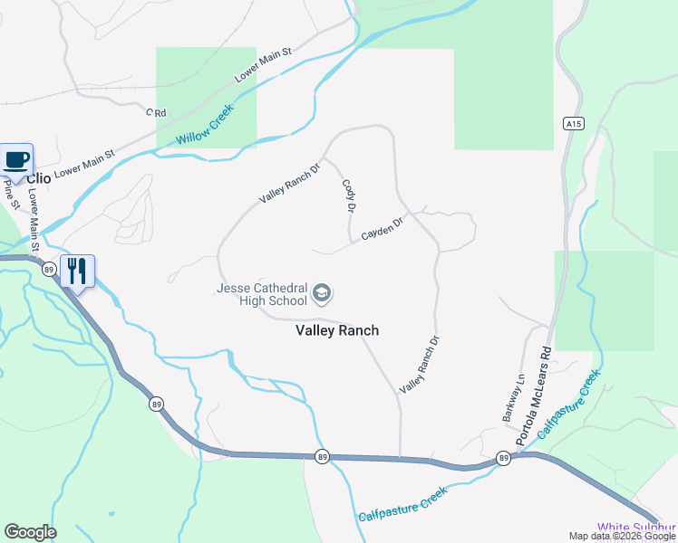 map of restaurants, bars, coffee shops, grocery stores, and more near 221 Cayden Drive in Clio