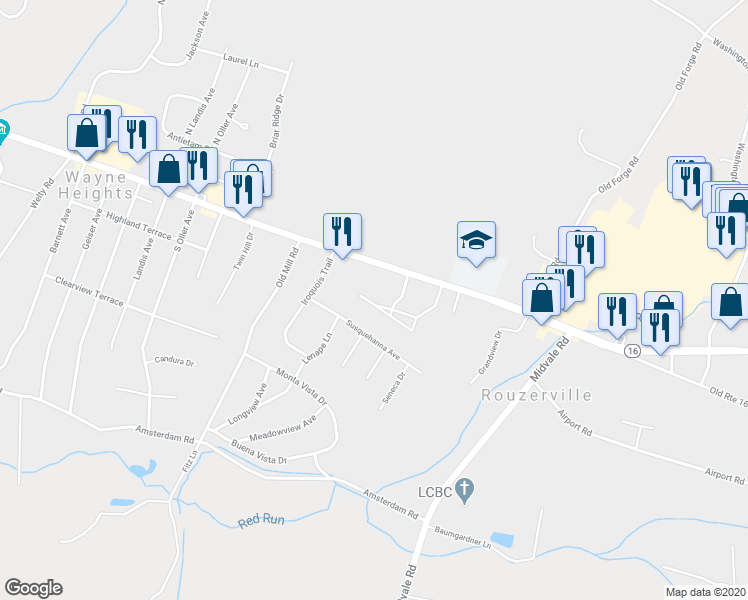 map of restaurants, bars, coffee shops, grocery stores, and more near 10625 Sunburst Gardens Drive in Waynesboro