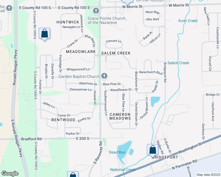 map of restaurants, bars, coffee shops, grocery stores, and more near 9208 Wandflower Drive in Indianapolis