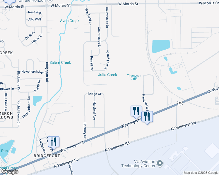map of restaurants, bars, coffee shops, grocery stores, and more near 1847 New Haven Drive in Indianapolis