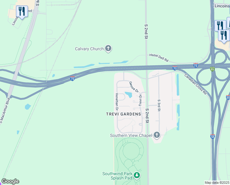 map of restaurants, bars, coffee shops, grocery stores, and more near 4429 Venetian Drive in Springfield
