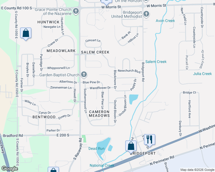 map of restaurants, bars, coffee shops, grocery stores, and more near 1827 Dutch Elm Drive in Indianapolis