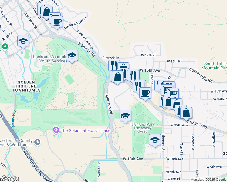 map of restaurants, bars, coffee shops, grocery stores, and more near 17837 Lunnonhaus Drive in Golden