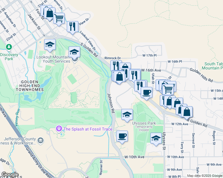map of restaurants, bars, coffee shops, grocery stores, and more near 17857 Lunnonhaus Drive in Golden