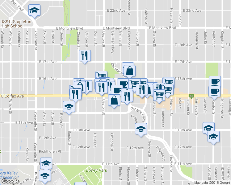 map of restaurants, bars, coffee shops, grocery stores, and more near in 