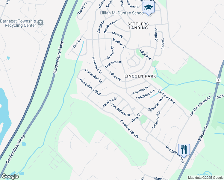 map of restaurants, bars, coffee shops, grocery stores, and more near 17 Hearth Court in Barnegat Township