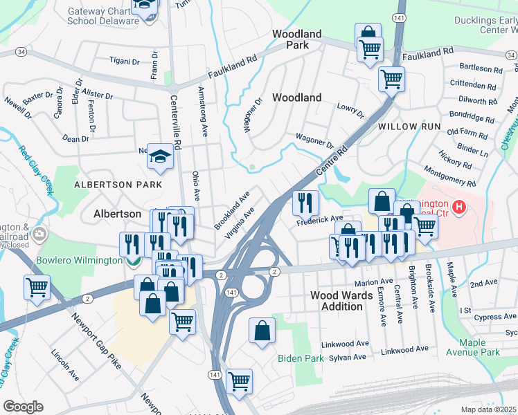 map of restaurants, bars, coffee shops, grocery stores, and more near 316 Virginia Avenue in Wilmington