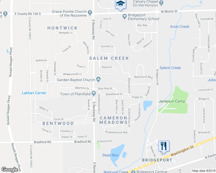 map of restaurants, bars, coffee shops, grocery stores, and more near 9202 Blue Pine Drive in Indianapolis