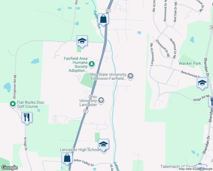 map of restaurants, bars, coffee shops, grocery stores, and more near College Avenue in Lancaster