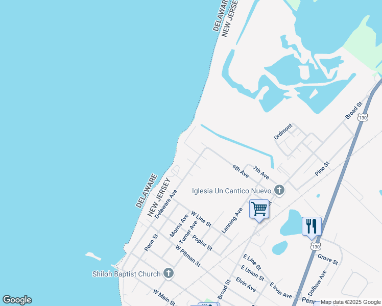 map of restaurants, bars, coffee shops, grocery stores, and more near 178 5th Ave in Carneys Point Township