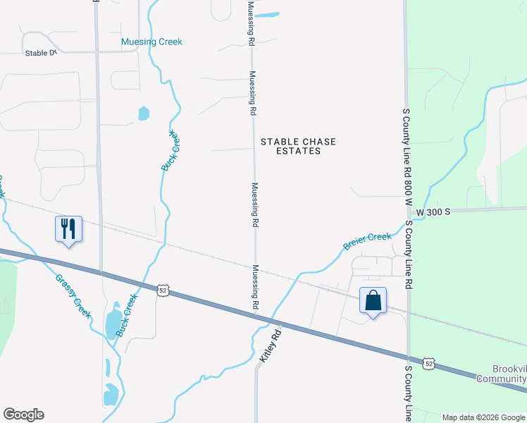 map of restaurants, bars, coffee shops, grocery stores, and more near 1851-2243 Muessing Road in New Palestine