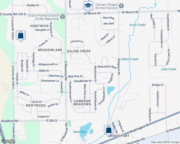 map of restaurants, bars, coffee shops, grocery stores, and more near 9035 Cardinal Flower Court in Indianapolis