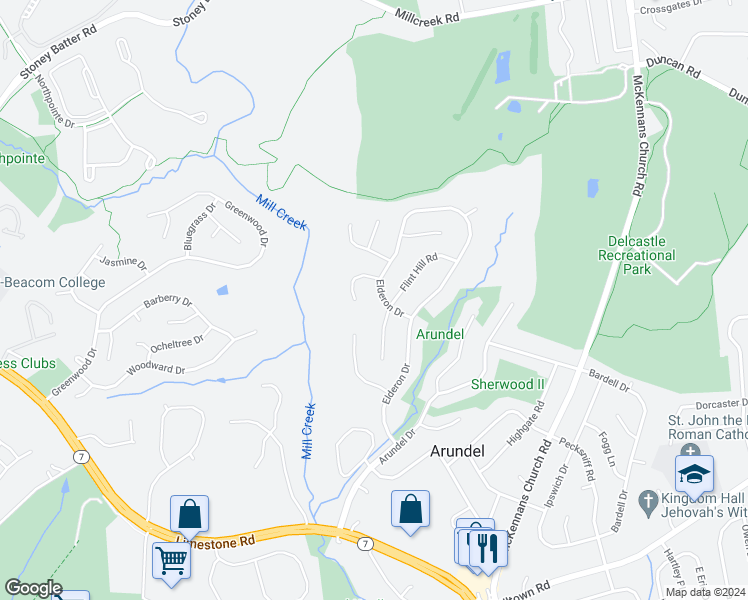 map of restaurants, bars, coffee shops, grocery stores, and more near 14 Lyells Court in Wilmington