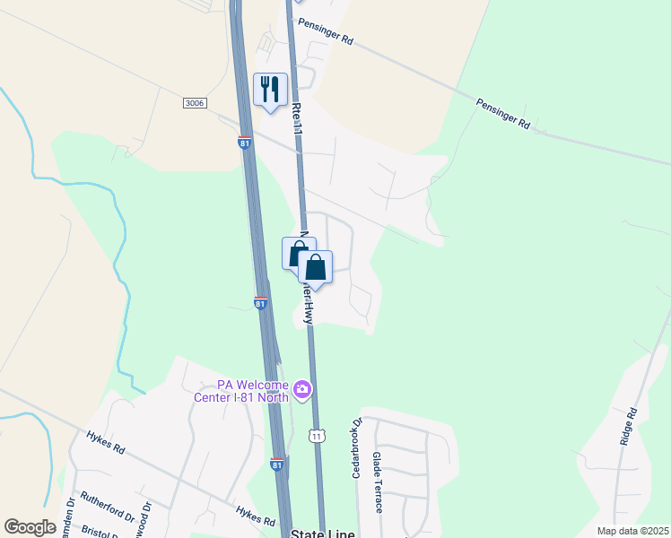 map of restaurants, bars, coffee shops, grocery stores, and more near 14375 Greenview Drive in Greencastle