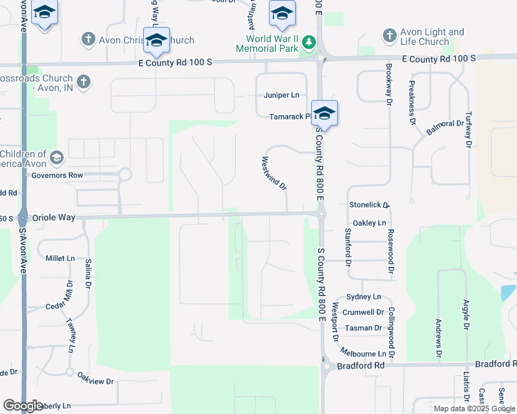 map of restaurants, bars, coffee shops, grocery stores, and more near 7796 East County Road 150 South in Avon