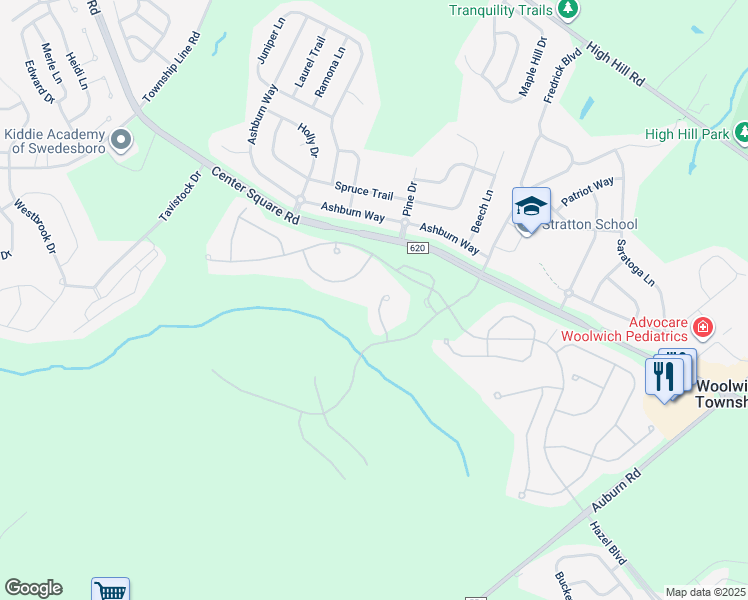 map of restaurants, bars, coffee shops, grocery stores, and more near 14 Maplegrove Court in Swedesboro