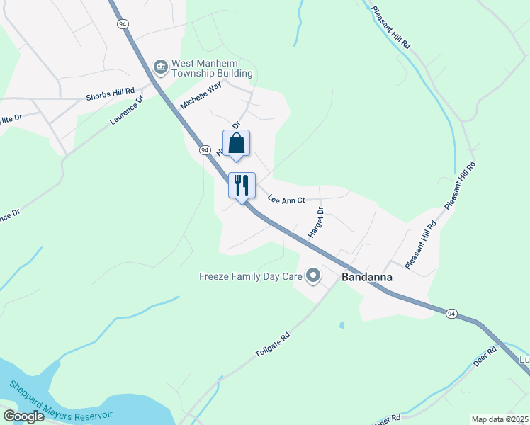 map of restaurants, bars, coffee shops, grocery stores, and more near 2708 Baltimore Pike in Hanover