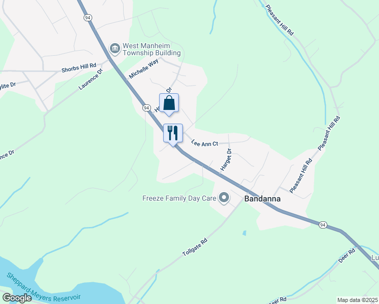 map of restaurants, bars, coffee shops, grocery stores, and more near 2708 Baltimore Pike in Hanover
