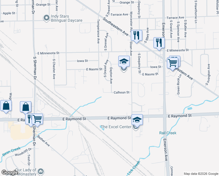 map of restaurants, bars, coffee shops, grocery stores, and more near 1948 Dayton Avenue in Indianapolis