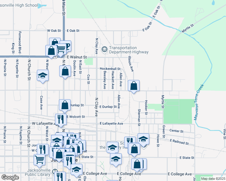 map of restaurants, bars, coffee shops, grocery stores, and more near 800 Hackett Avenue in Jacksonville