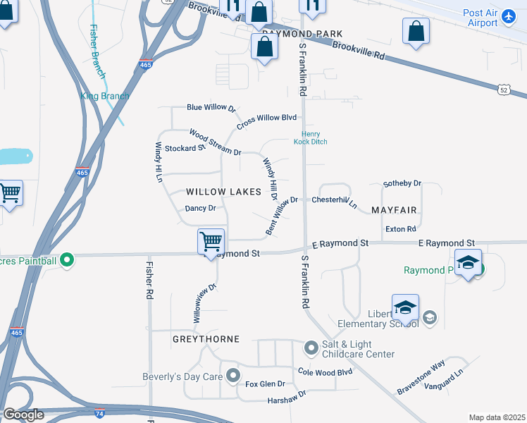 map of restaurants, bars, coffee shops, grocery stores, and more near 2054 Coldwater Court in Indianapolis