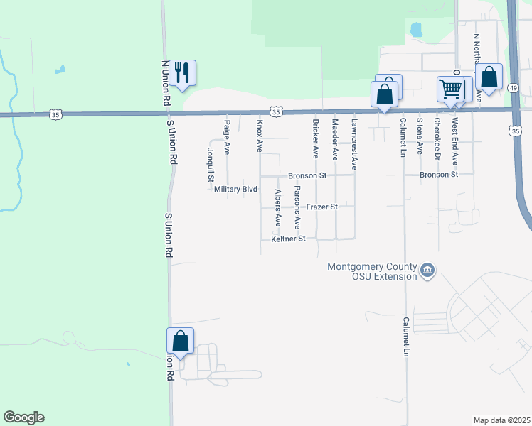 map of restaurants, bars, coffee shops, grocery stores, and more near 333 Albers Avenue in Dayton