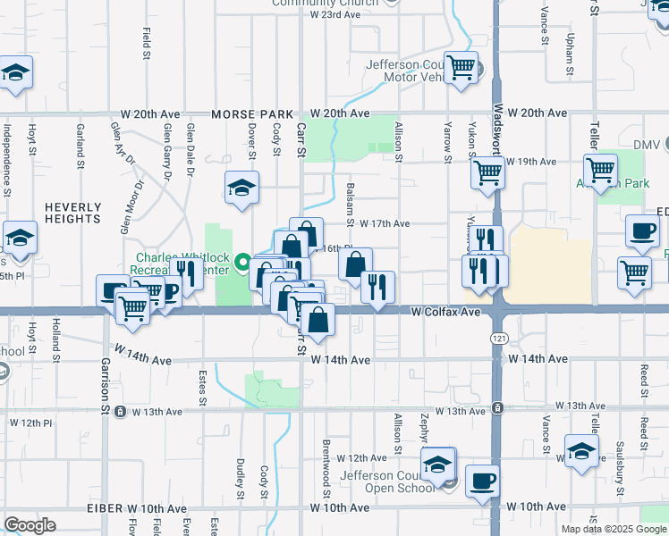 map of restaurants, bars, coffee shops, grocery stores, and more near 8220 West 16th Place in Lakewood