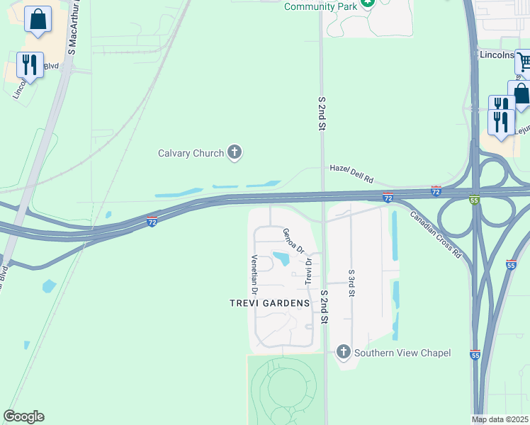 map of restaurants, bars, coffee shops, grocery stores, and more near 4000 Treviso Drive in Springfield