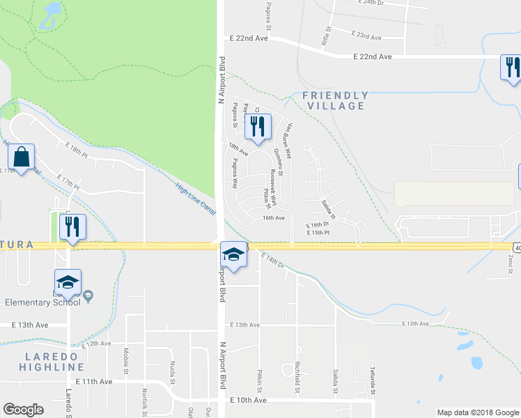 map of restaurants, bars, coffee shops, grocery stores, and more near 1630 Pitkin Street in Aurora