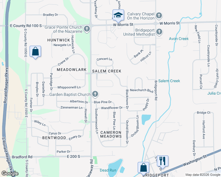 map of restaurants, bars, coffee shops, grocery stores, and more near 1634 Allegro Way in Indianapolis