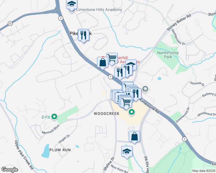 map of restaurants, bars, coffee shops, grocery stores, and more near 4844 West Brigantine Court in Wilmington