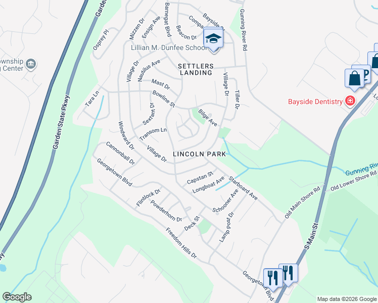map of restaurants, bars, coffee shops, grocery stores, and more near 8 Anchor Road in Barnegat Township