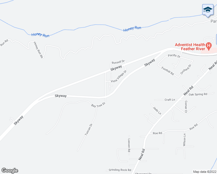 map of restaurants, bars, coffee shops, grocery stores, and more near 3807 Granda Vista Drive in Paradise