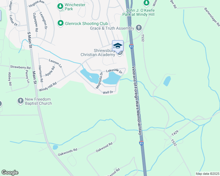 map of restaurants, bars, coffee shops, grocery stores, and more near 736 Lakeside Dr in New Freedom