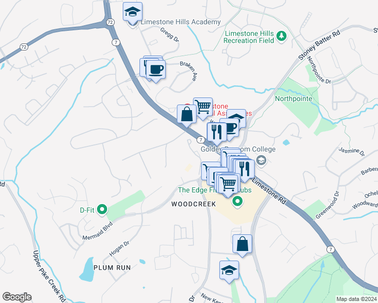 map of restaurants, bars, coffee shops, grocery stores, and more near 4844 West Brigantine Court in Wilmington