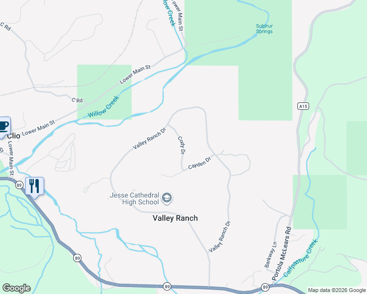 map of restaurants, bars, coffee shops, grocery stores, and more near Cody Drive in Clio