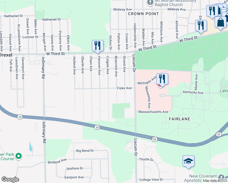 map of restaurants, bars, coffee shops, grocery stores, and more near 209 Bluecrest Avenue in Dayton