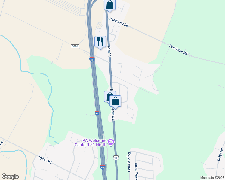 map of restaurants, bars, coffee shops, grocery stores, and more near 14288 Molly Pitcher Highway in Greencastle
