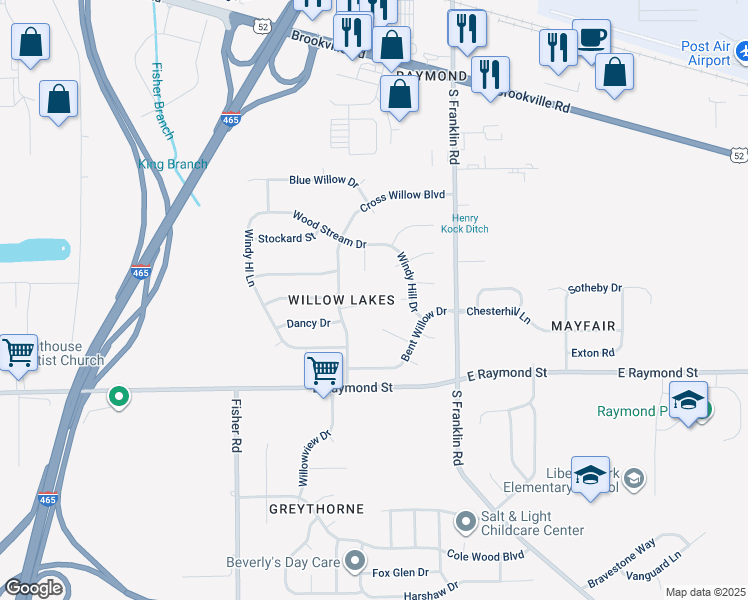 map of restaurants, bars, coffee shops, grocery stores, and more near 7746 Bright Leaf Circle in Indianapolis
