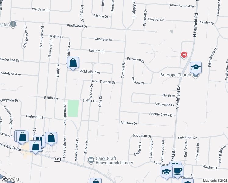map of restaurants, bars, coffee shops, grocery stores, and more near 1794 Stansberry Road in Dayton