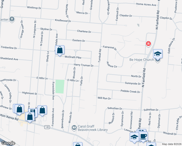 map of restaurants, bars, coffee shops, grocery stores, and more near 1794 Stansberry Road in Dayton